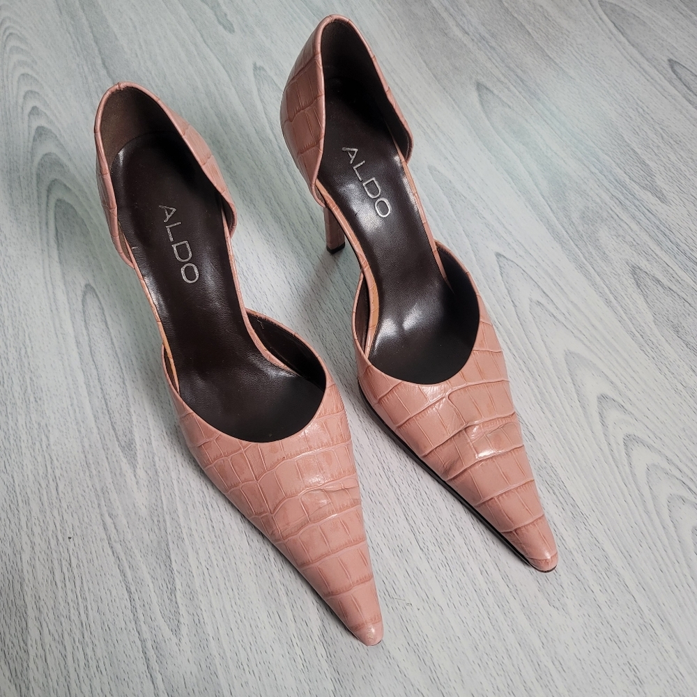 Aldo Crocodile Texture Leather Heels